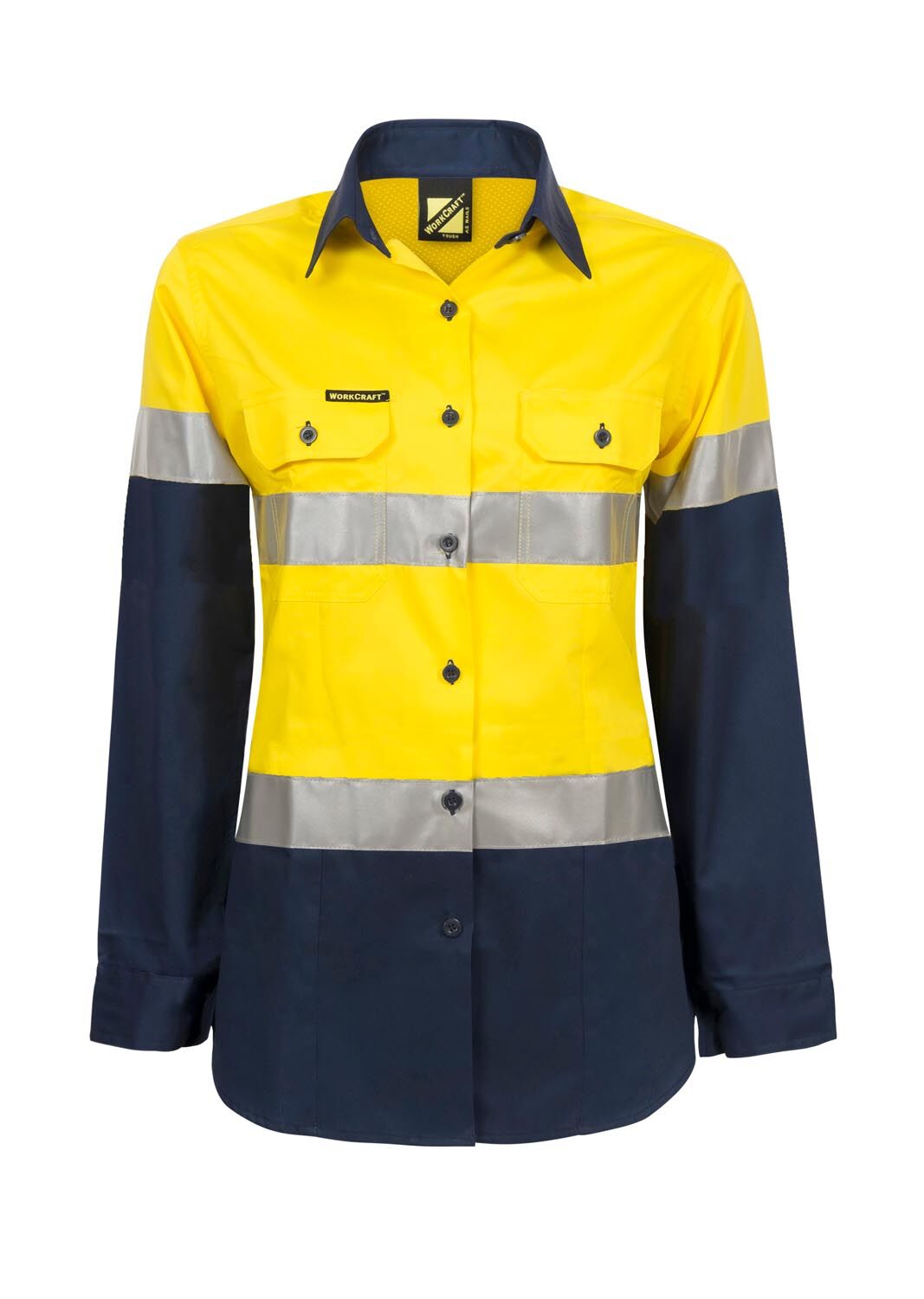 LADIES LIGHTWEIGHT HI VIS LONG SLEEVE VENTED REFLECTIVE COTTON DRILL SHIRT illustration